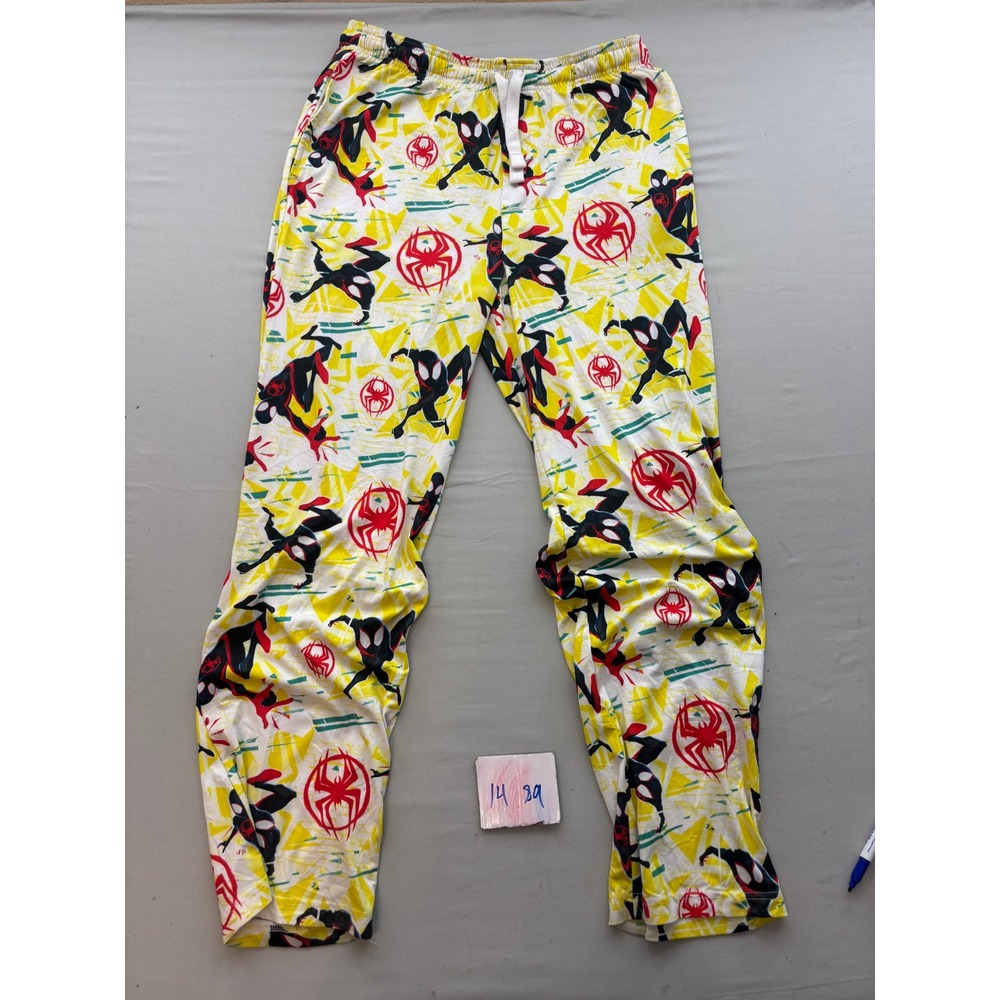 Marvel Spider-Man Miles Morales Sleep Pants Yellow Graphic Lounge Bottoms Medium